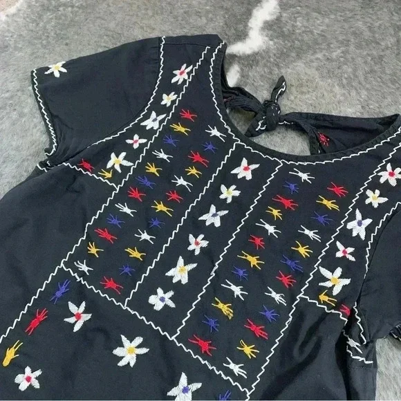 Madewell Embroidered Tie Back Cut Out Top - Picture 4 of 12